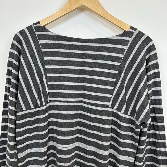 Gudrun Sjoden Dress Large Gray Stripe Organic Cotton Stretch Lagenlook Patch - Picture 4 of 10